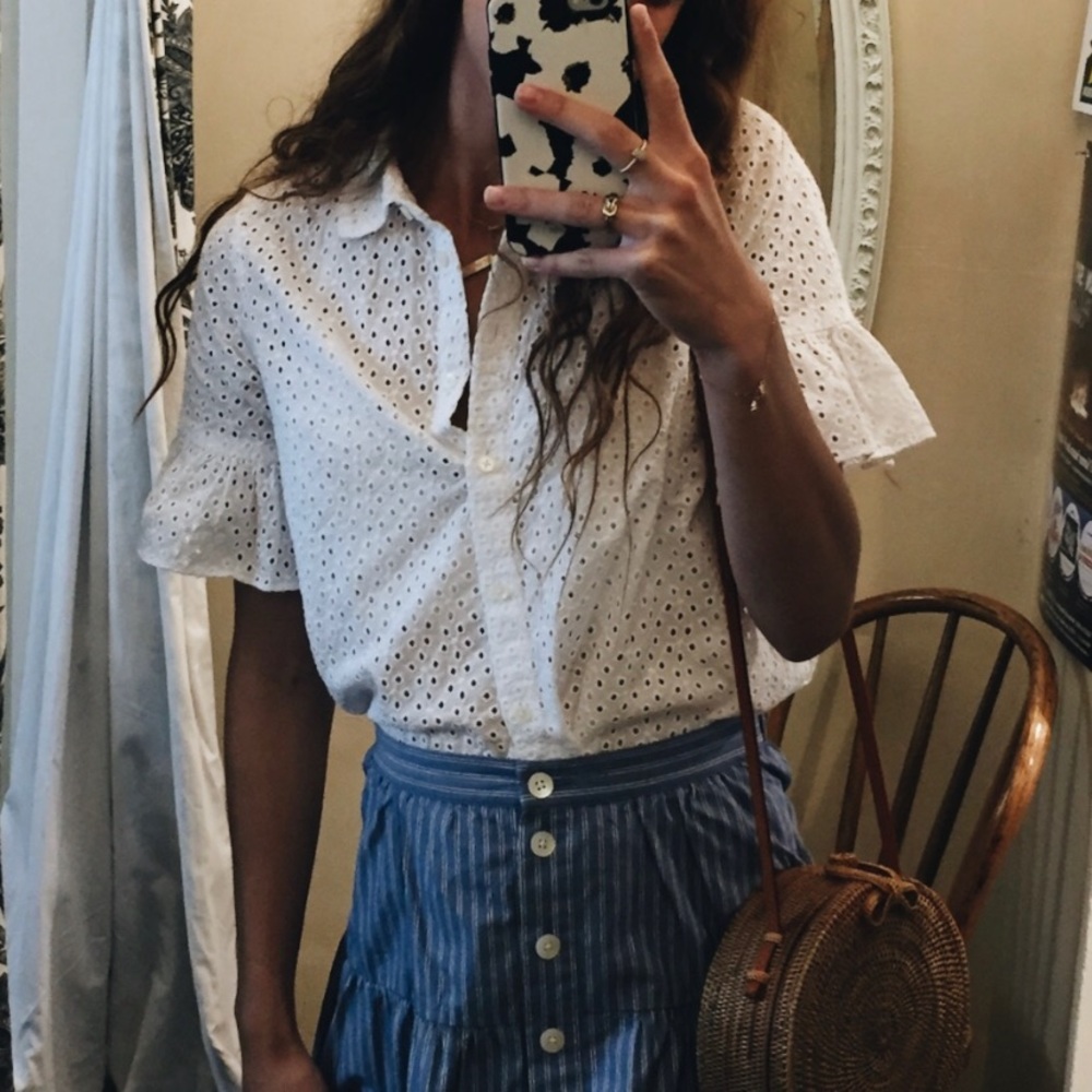 MADEWELL White Short Sleeve Blouse